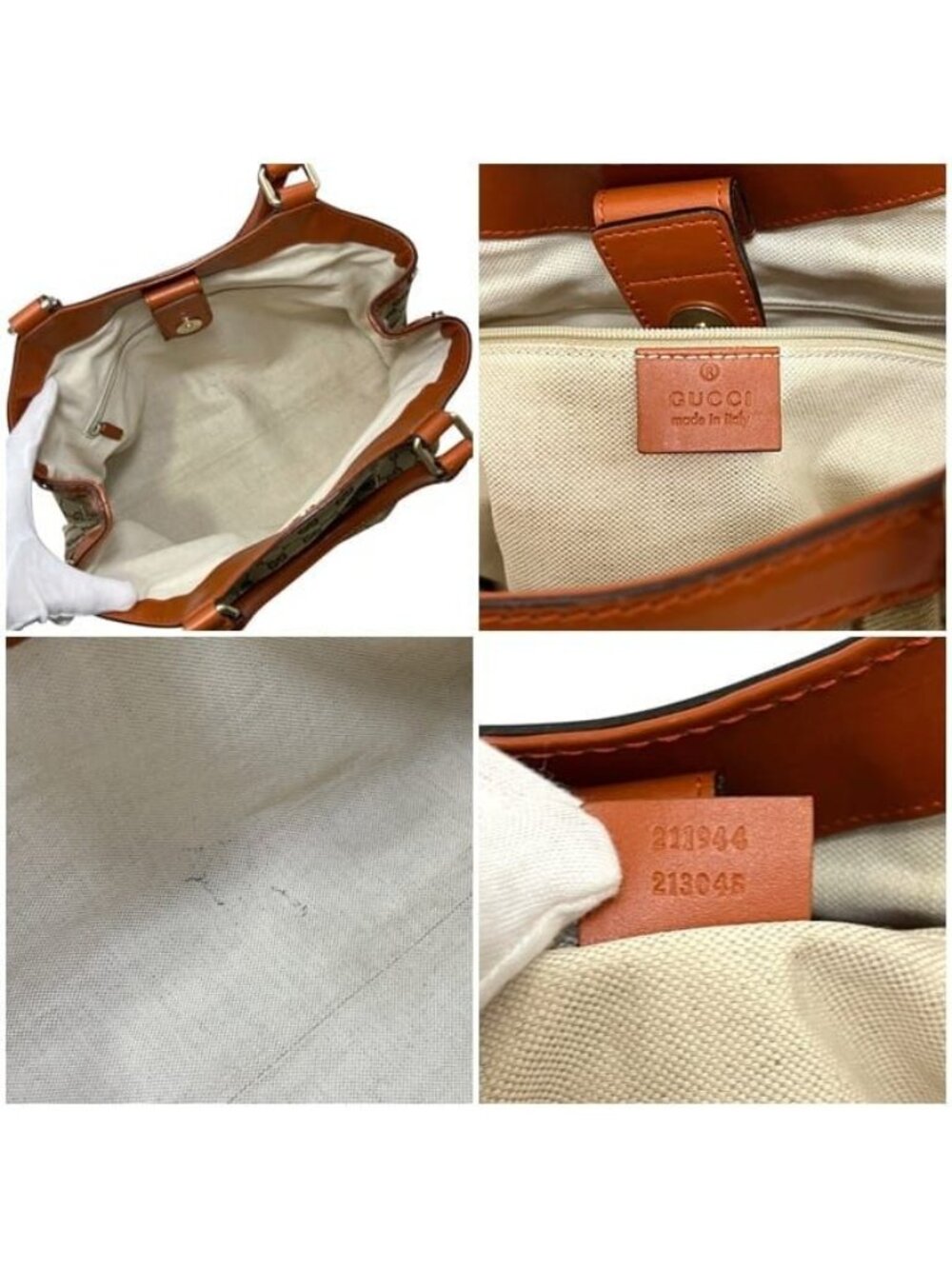 Gucci Tote Beige Orange GG Canvas Interlocking - Picture 3 of 10